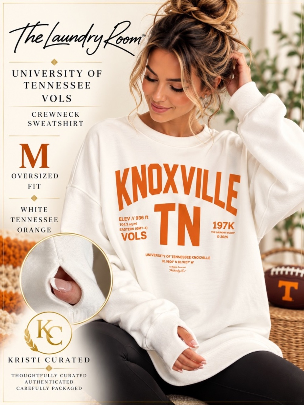 The Laundry Room University of Tennessee Vols Oversized Crewneck Sweatshirt M
